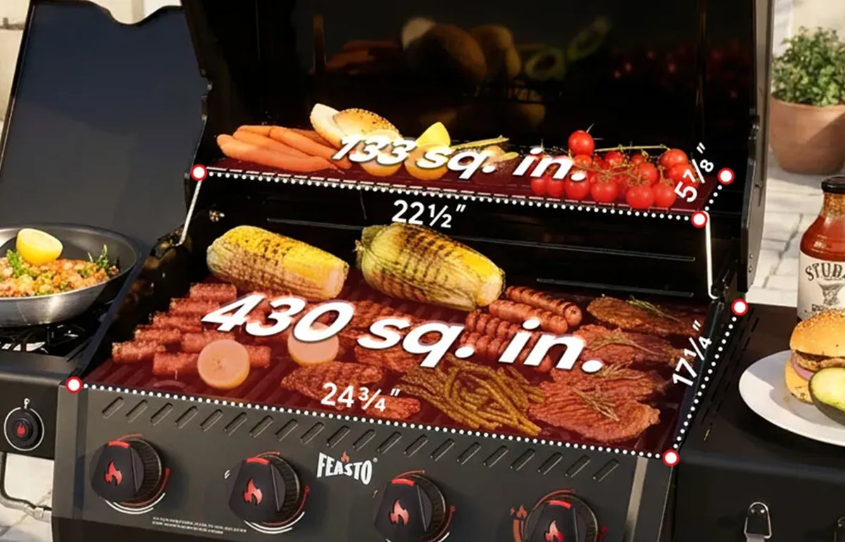 4-Burner Gas Grill with Side Burner & Lockable Swivel Casters