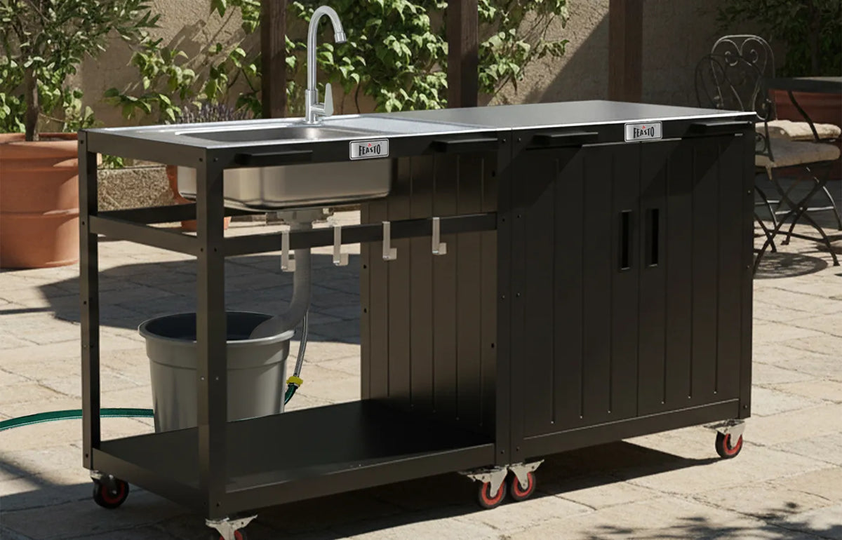 Outdoor Kitchen Cart with Stainless Steel Sink