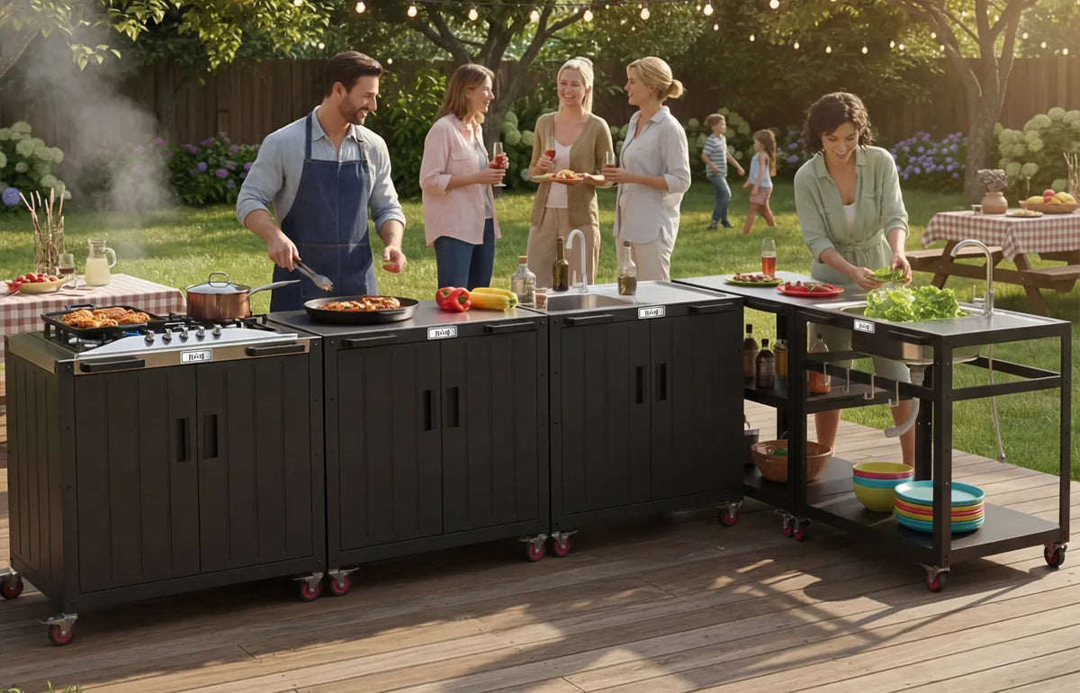 Outdoor Kitchen Cart with Storage Cabinet