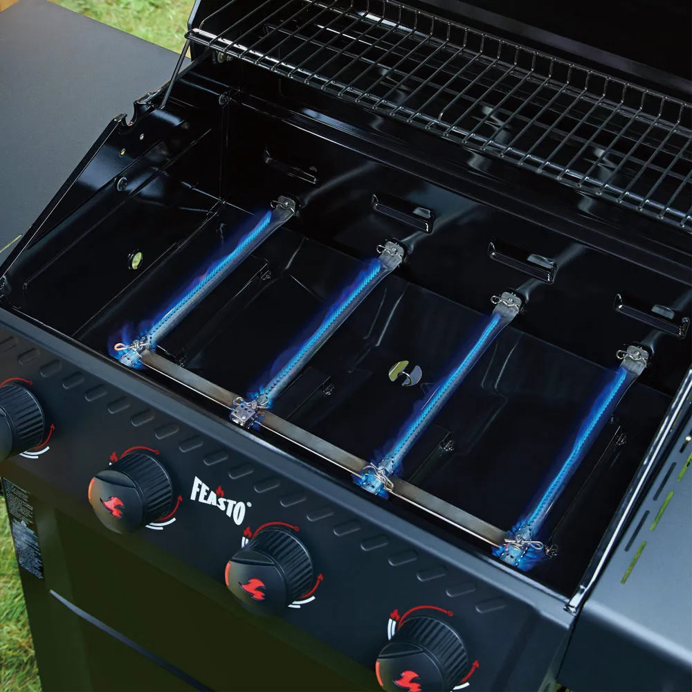 4-Burner Gas Grill with Dual Side Tables & Built-In Thermometer