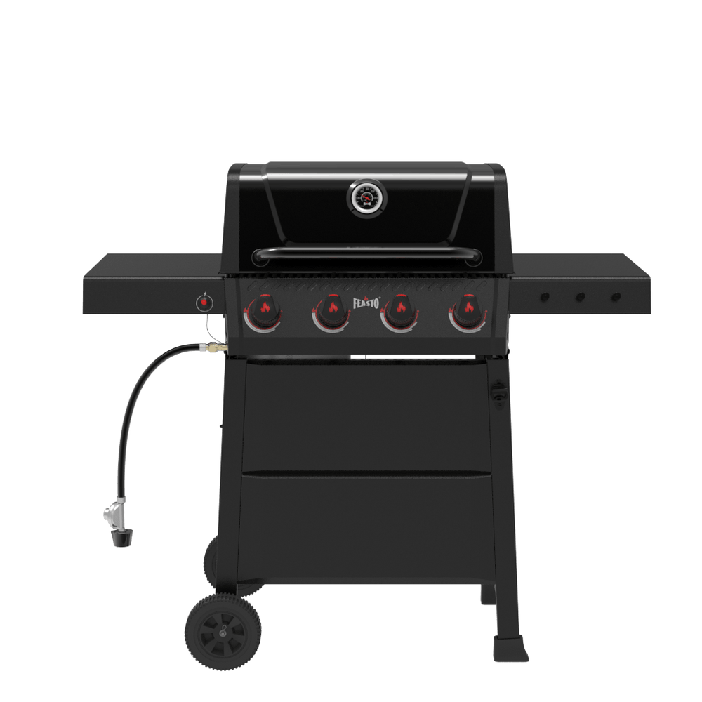 4-Burner Gas Grill with Dual Side Tables & Built-In Thermometer 360 view