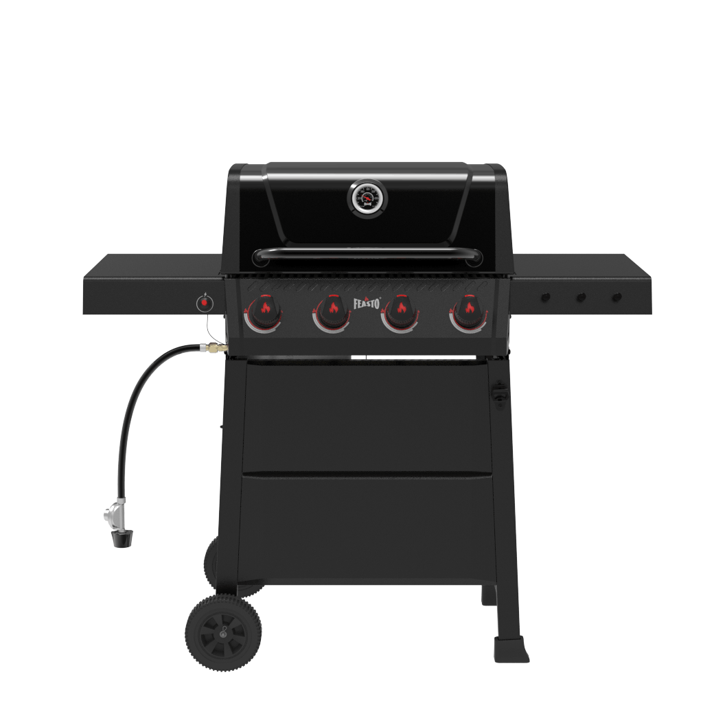 4-Burner Gas Grill with Dual Side Tables & Built-In Thermometer