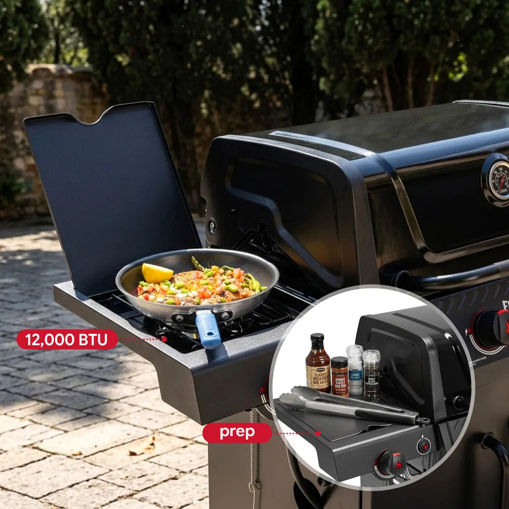 4-Burner Gas Grill with Side Burner & Lockable Swivel Casters