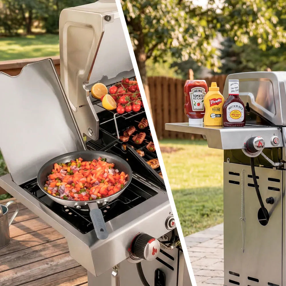 Stainless Steel 4-Burner Gas Grill with Side Burner & Lockable Swivel Casters