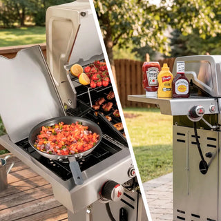 Stainless Steel 4-Burner Gas Grill with Side Burner & Lockable Swivel Casters