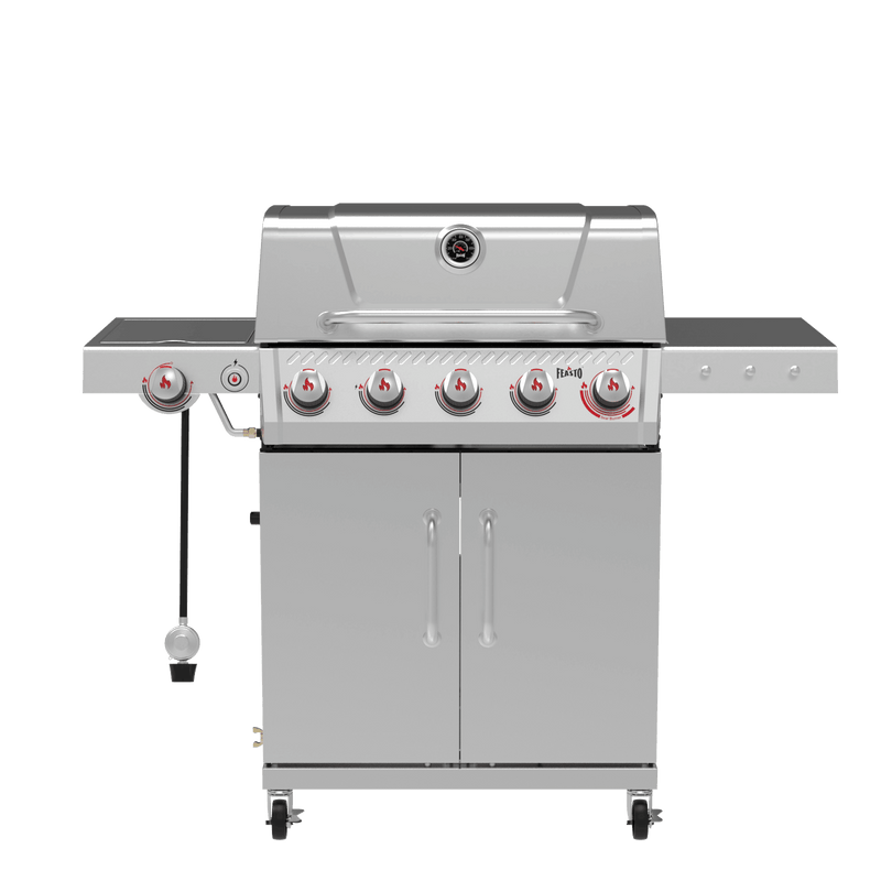 Stainless Steel 5-Burner Gas Grill with Sear Burner & Side Burner