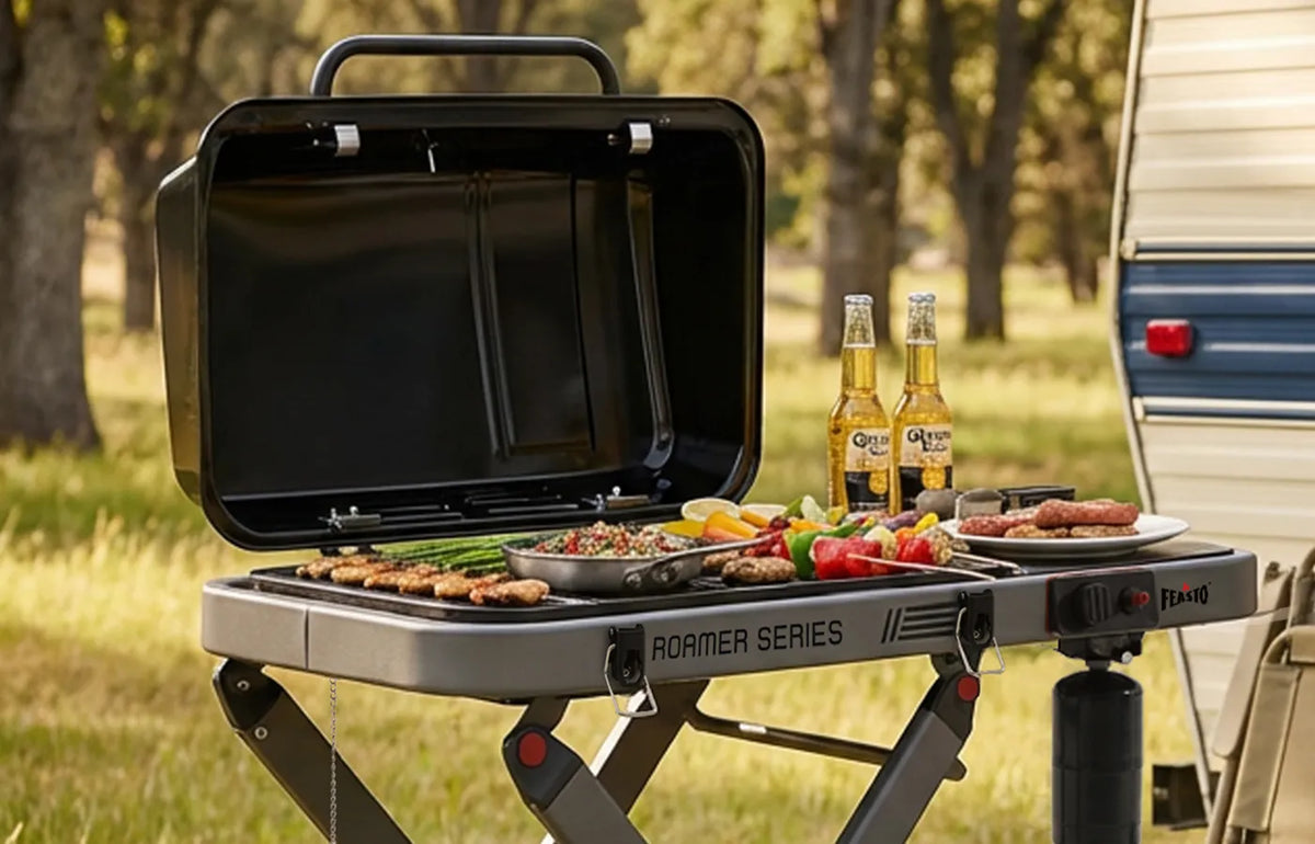 Portable Gas Grill with Foldable Cart