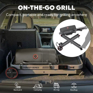 Portable Gas Grill with Foldable Cart
