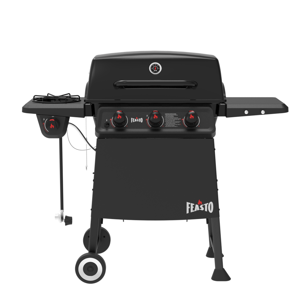 3-Burner Gas Grill with Side Burner and Side Table 360 view