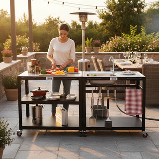 Outdoor Kitchen Cart with Stainless Steel Sink