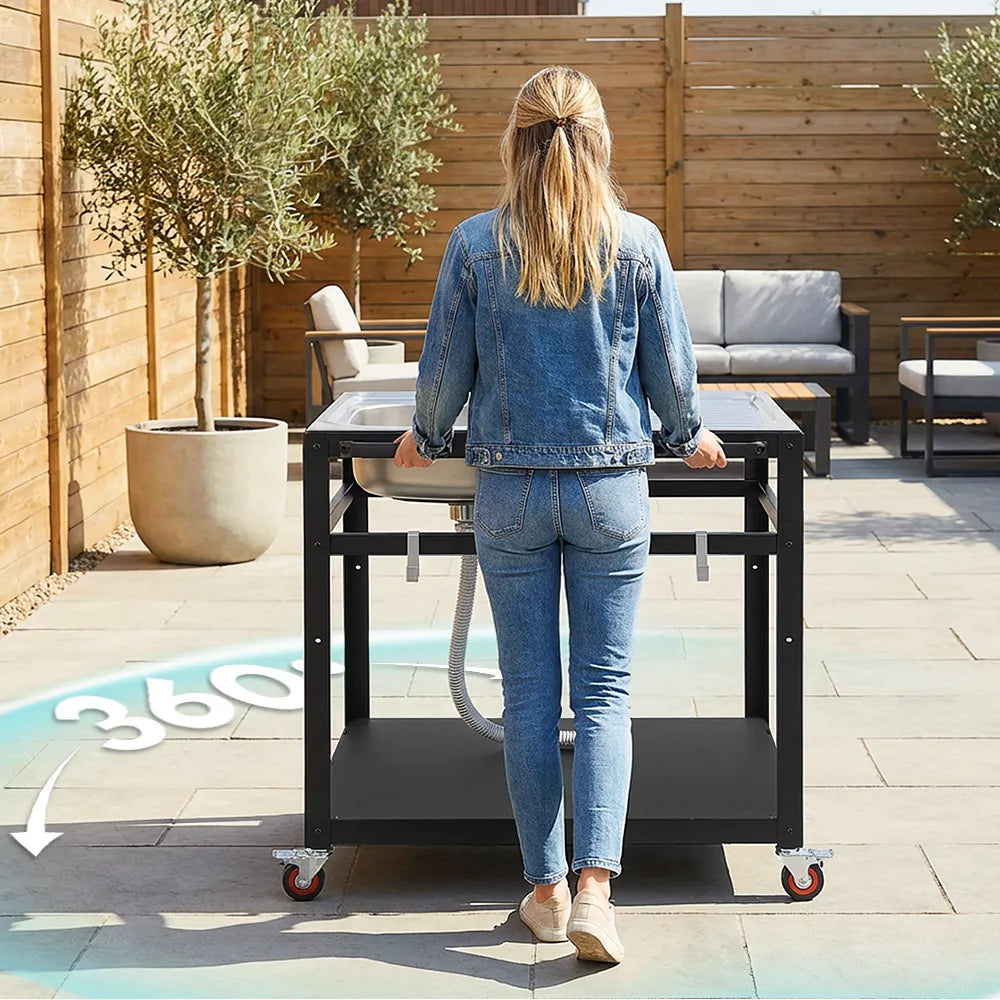Outdoor Kitchen Cart with Stainless Steel Sink