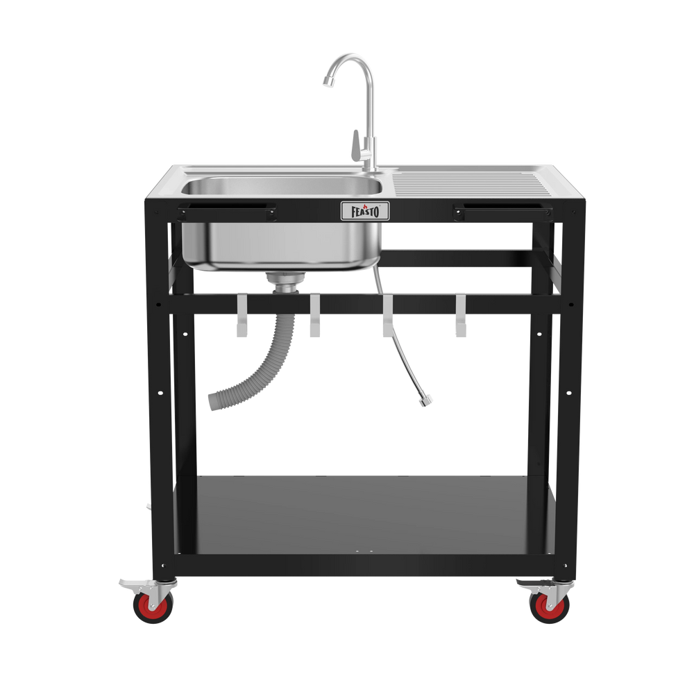 Outdoor Kitchen Cart with Stainless Steel Sink 360 view