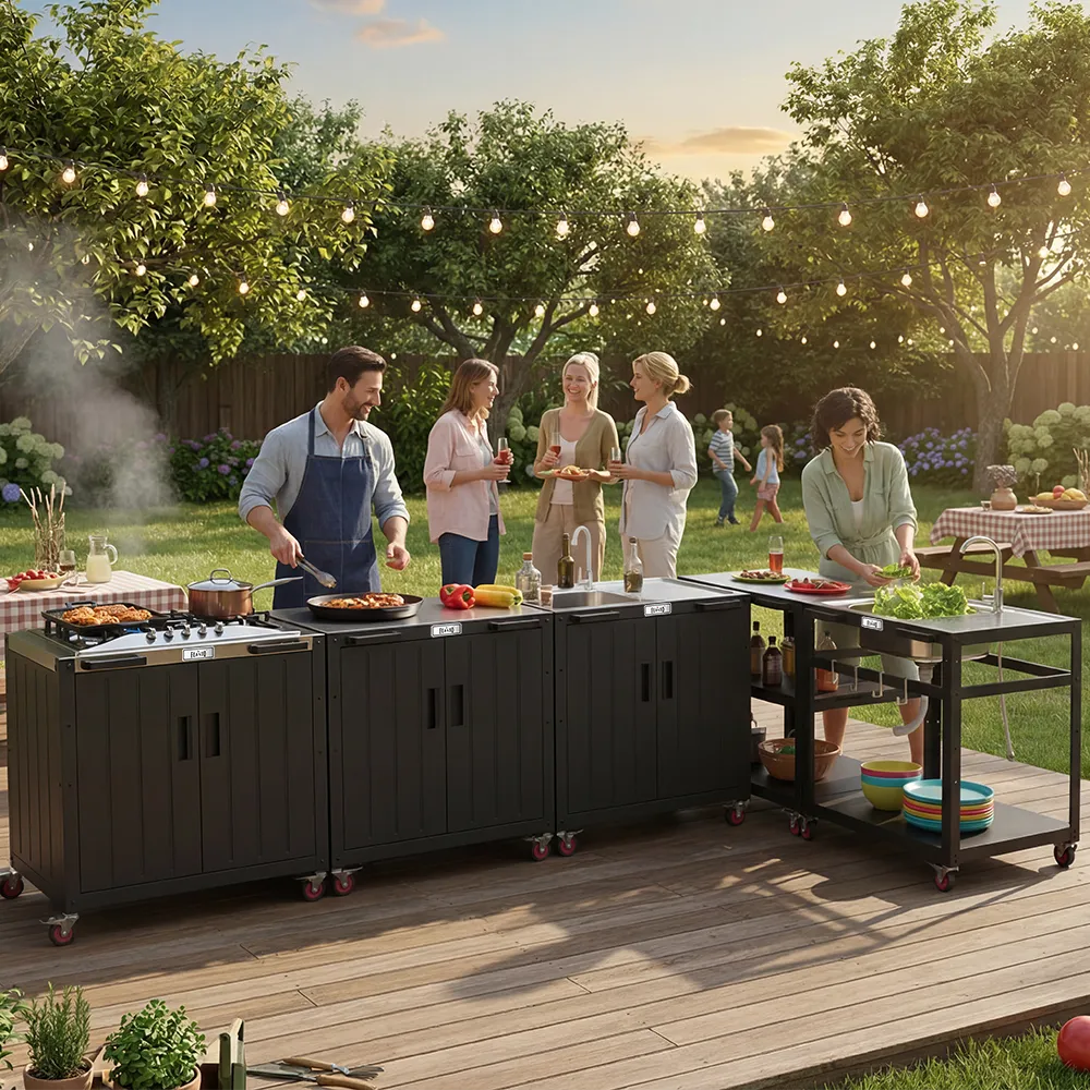 Outdoor Kitchen Cart with Storage Cabinet