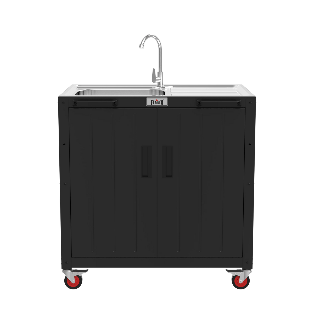 Outdoor Kitchen Cart with Large Sink and Storage Cabinet