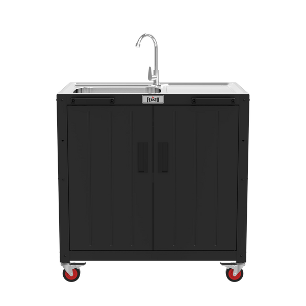 Outdoor Kitchen Cart with Large Sink and Storage Cabinet