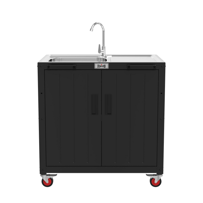 Outdoor Kitchen Cart with Large Sink and Storage Cabinet