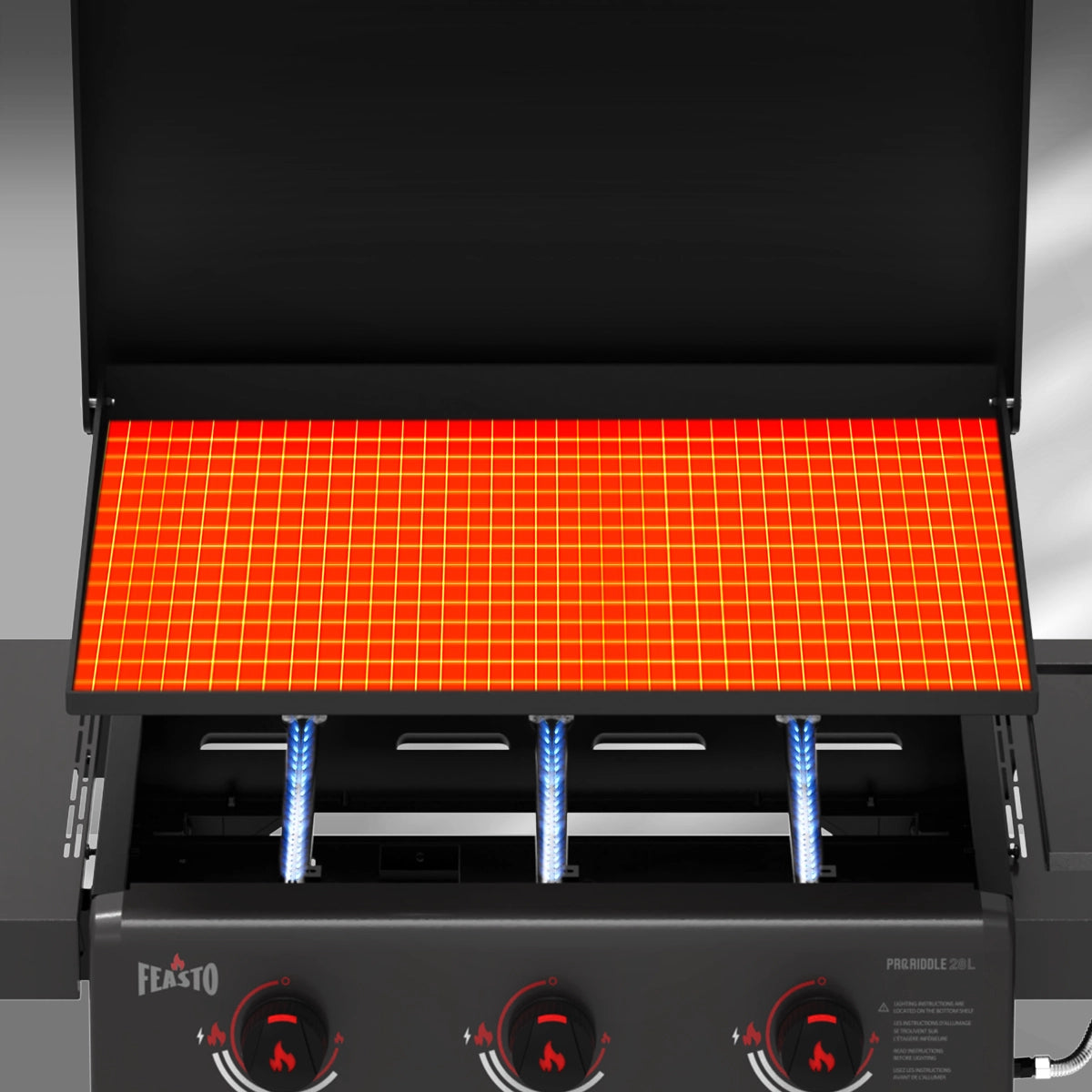 3-Burner Gas Griddle with Pre-Seasoned Top & Side Burner