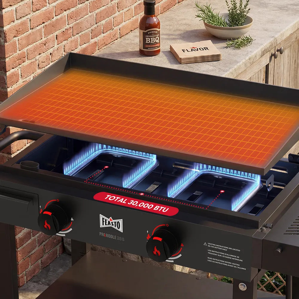 2-Burner Gas Griddle with Side Shelf