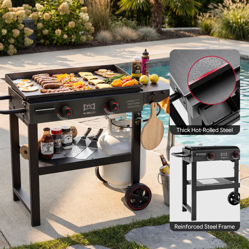2-Burner Gas Griddle with Side Shelf