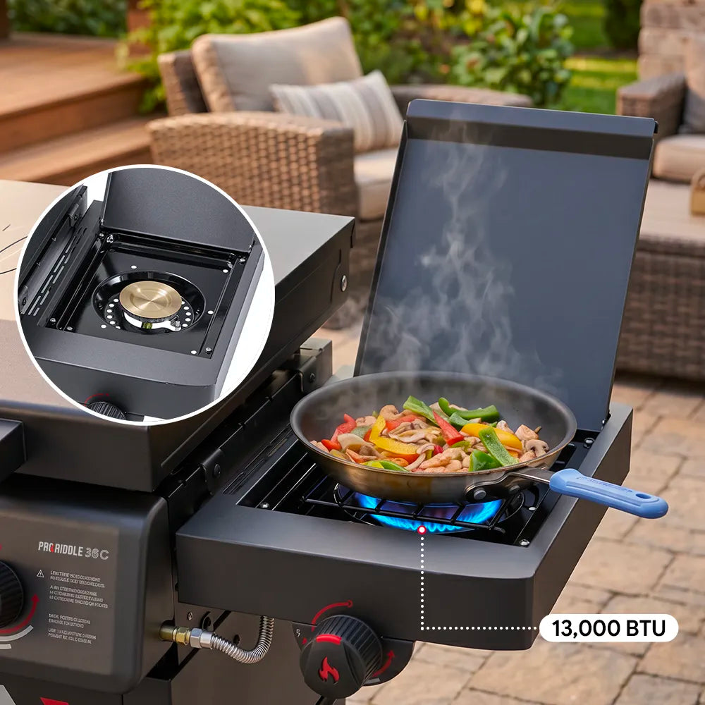 4-Burner Gas Griddle with Side Burner & Cabinet