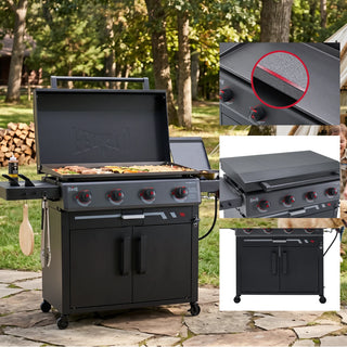 4-Burner Gas Griddle with Pre-Seasoned Cooktop & Cabinet