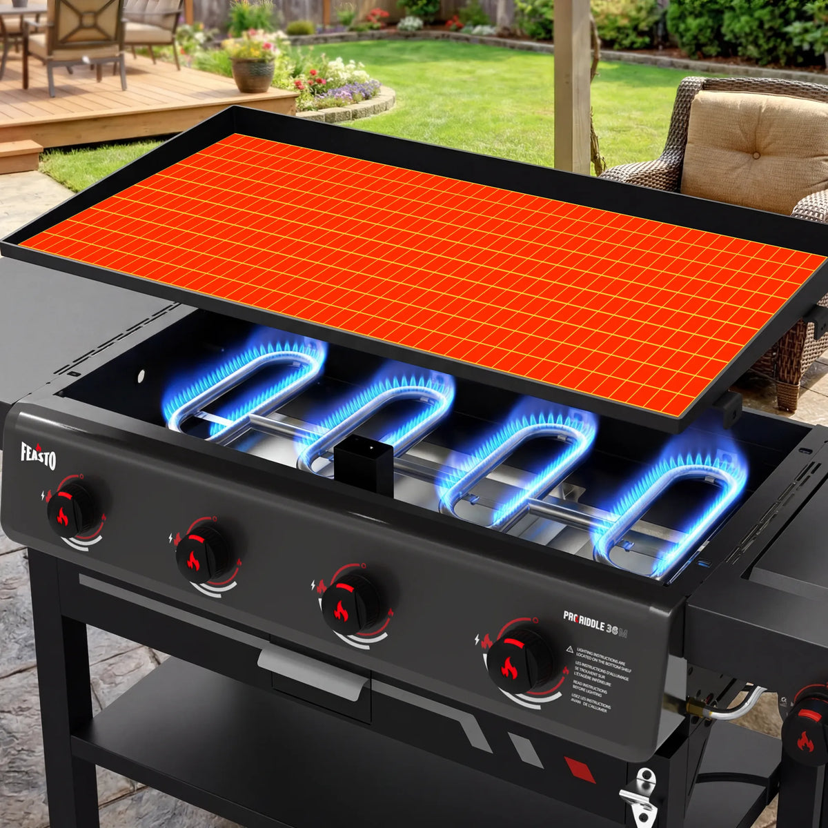 4-Burner Gas Griddle with Side Burner