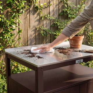 Outdoor Grill Cart with Stainless Steel Top and Storage Cabinet