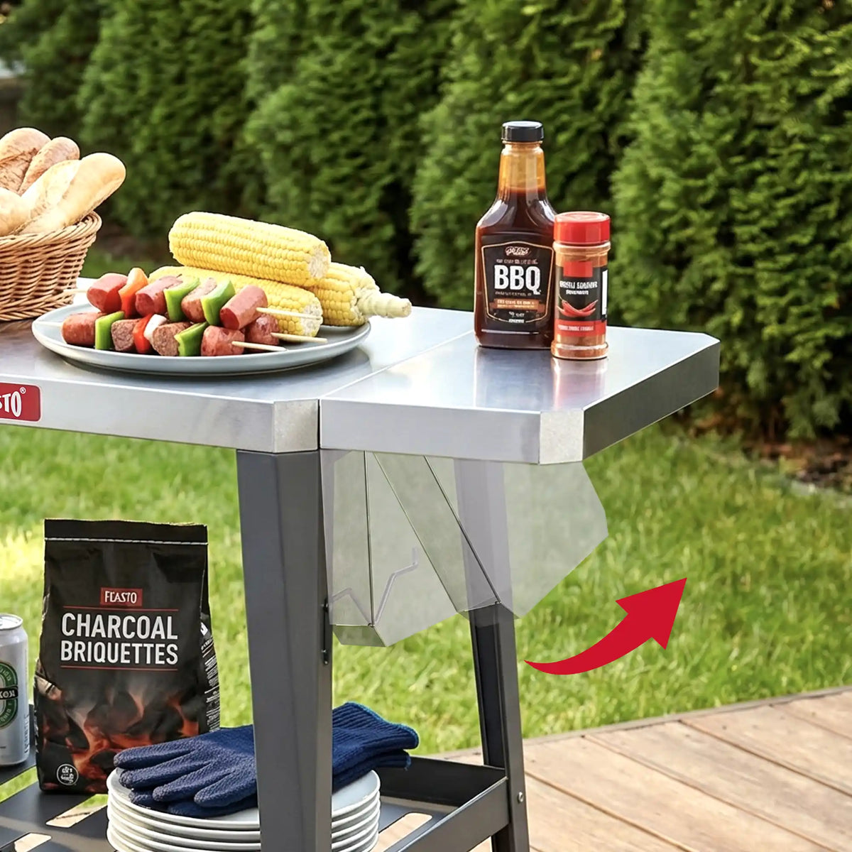 Outdoor Grill Cart with Foldable Table for Pizza Oven Cooking