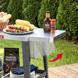 Outdoor Grill Cart with Foldable Table for Pizza Oven Cooking