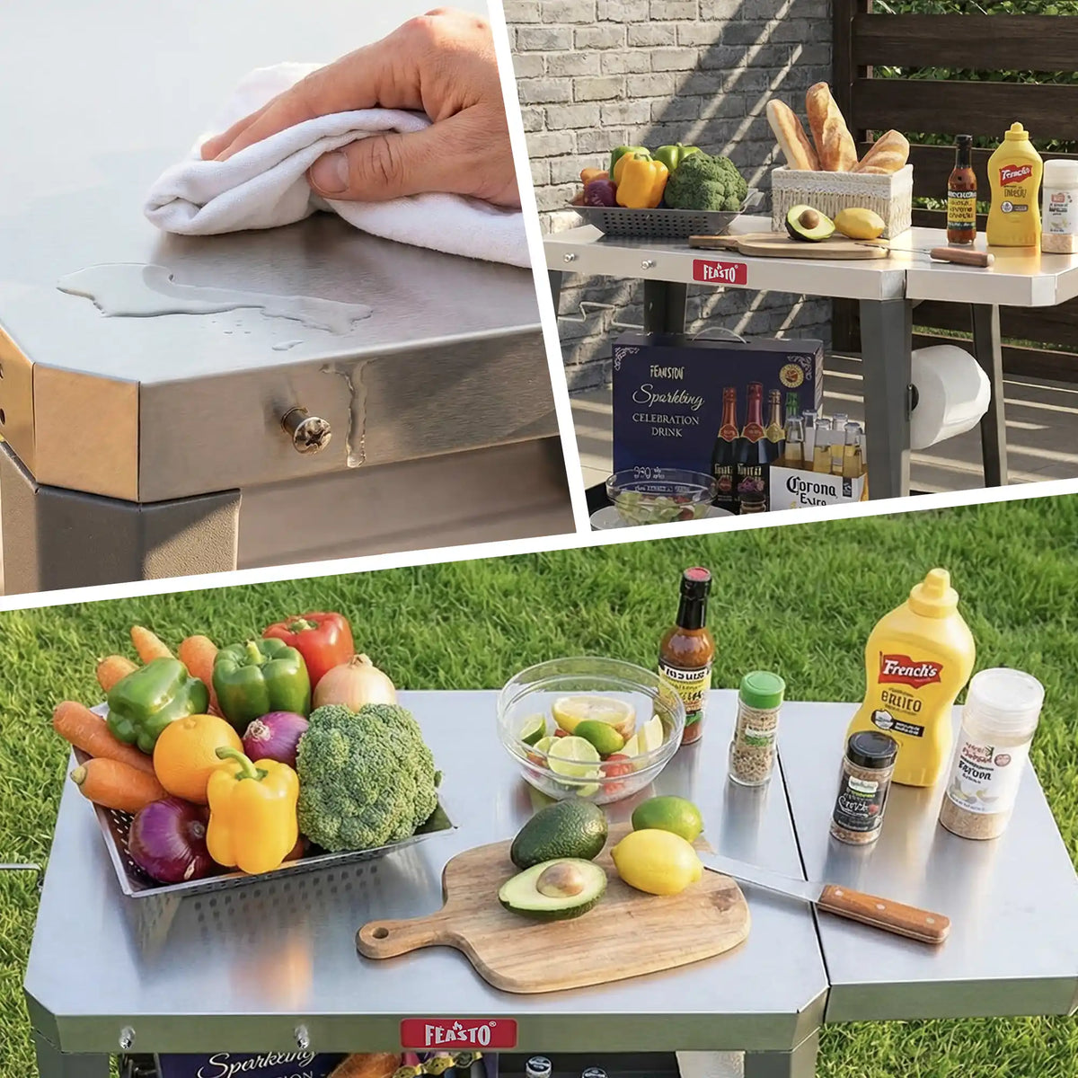 Outdoor Grill Cart with Foldable Table for Pizza Oven Cooking
