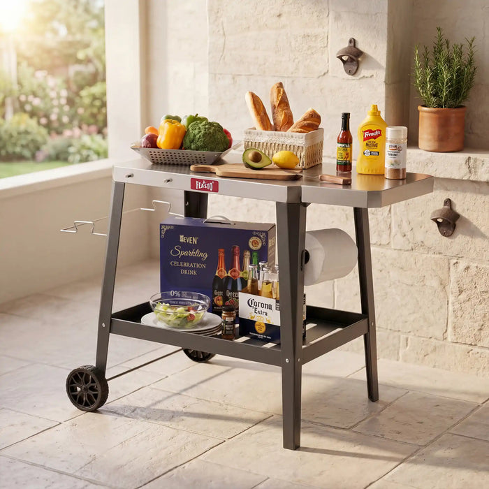 Outdoor Grill Cart with Foldable Table for Pizza Oven Cooking