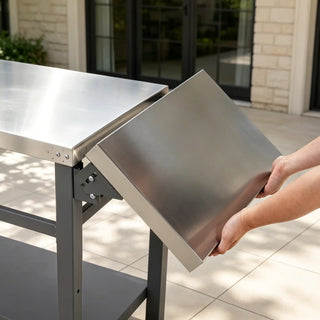 Outdoor Movable Grill Cart with Folding Side Table