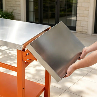 Outdoor Movable Grill Cart with Folding Side Table