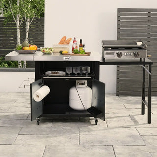 Outdoor Grill Cart with Dual Foldable Side Tables