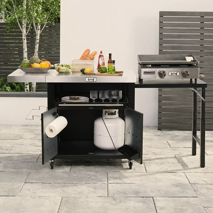 Outdoor Grill Cart with Dual Foldable Side Tables