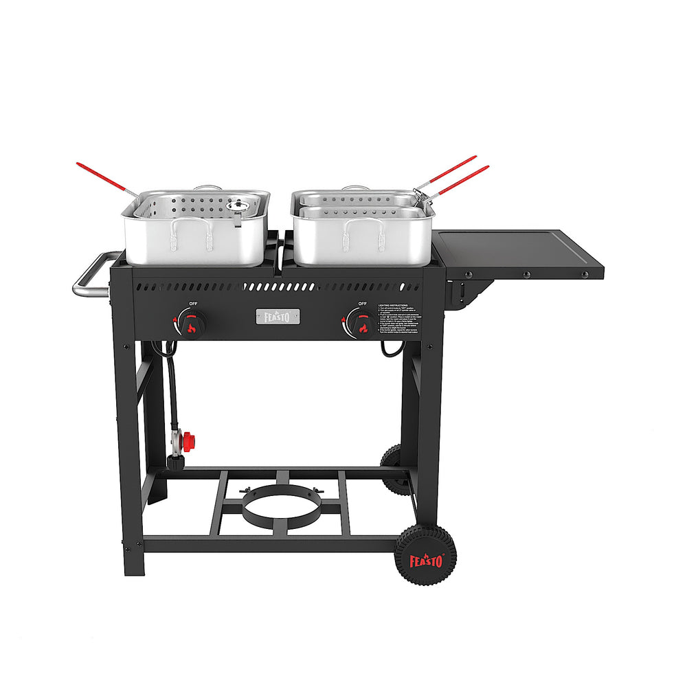 30 Qt Movable Outdoor Deep Fryer with Dual Tanks 360 view